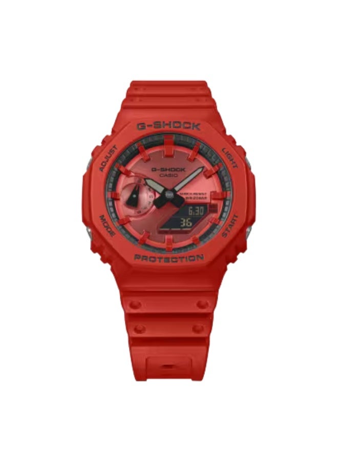 G-SHOCK Casio G-SHOCK GA-2100RRB-4ADR Analog-Digital Watch, Vivid All-Red Vapor Dial, Carbon Core Guard, Shock Resistant, Bio-Based Resin Band, Double LED Super Illuminator, 200m Water Resistant - Image 2